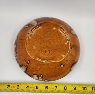 VINTAGE POTTERY STREAK GLAZE BROWN BOWL PLANTER