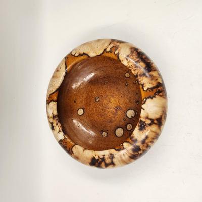 VINTAGE POTTERY STREAK GLAZE BROWN BOWL PLANTER