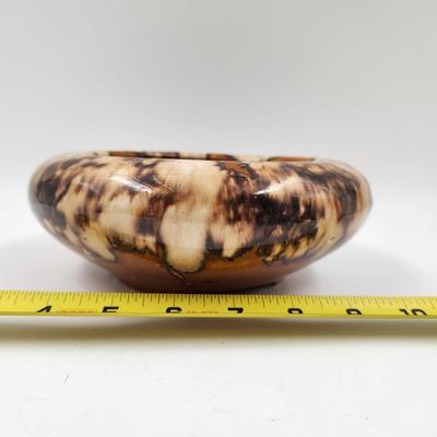 VINTAGE POTTERY STREAK GLAZE BROWN BOWL PLANTER