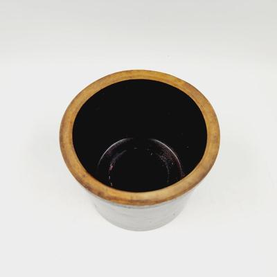 VINTAGE BROWN GLAZE SQUATTY CROCK