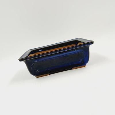 BEAUTIFUL BLUE GLAZED CERAMIC RECTANGLE PLANTER