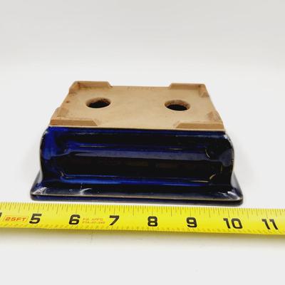BEAUTIFUL BLUE GLAZED CERAMIC RECTANGLE PLANTER