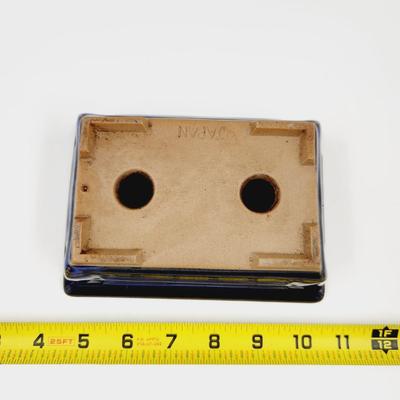 BEAUTIFUL BLUE GLAZED CERAMIC RECTANGLE PLANTER