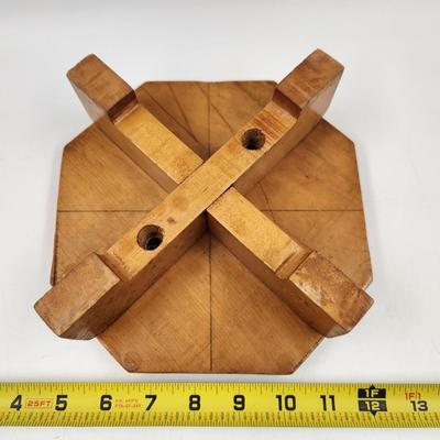 VINTAGE WOODEN OCTAGON PEDESTAL TABLE