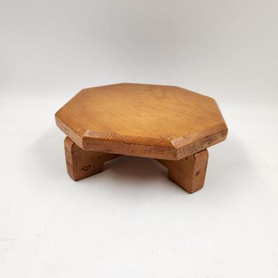 VINTAGE WOODEN OCTAGON PEDESTAL TABLE