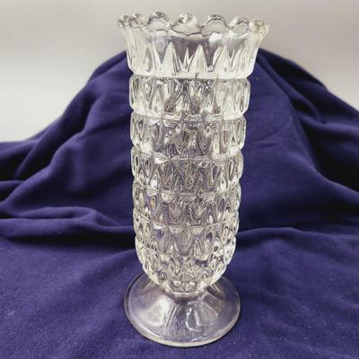 VINTAGE CLEAR CUT TALL VASE