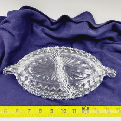 VINTAGE FOSTORIA CLEAR GLASS RELISH DISH