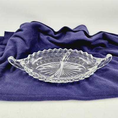 VINTAGE FOSTORIA CLEAR GLASS RELISH DISH