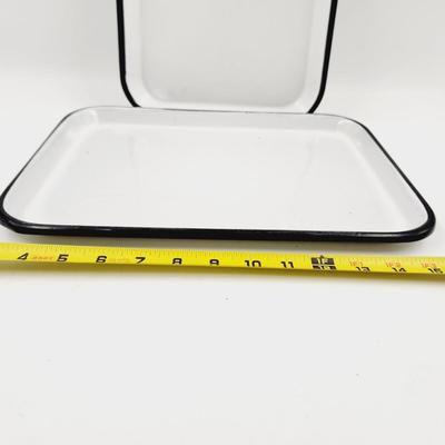 VINTAGE ENAMELWARE BLACK LINE TRAY BUNDLE