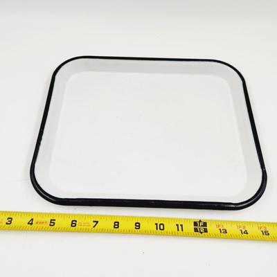 VINTAGE ENAMELWARE BLACK LINE TRAY BUNDLE