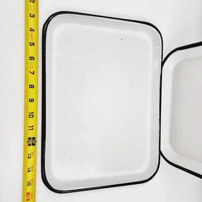 VINTAGE ENAMELWARE BLACK LINE TRAY BUNDLE