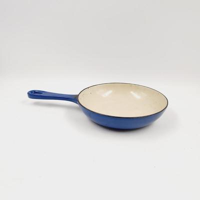 VINTAGE "LA CRUSET STYLE" CAST IRON ENAMEL WARE SKILLET
