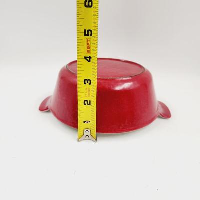 VINTAGE "LA CRUSET STYLE" RED ENAMEL CAST IRON SAUCE PAN