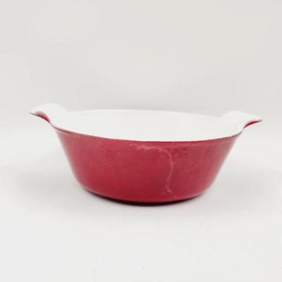 VINTAGE "LA CRUSET STYLE" RED ENAMEL CAST IRON SAUCE PAN