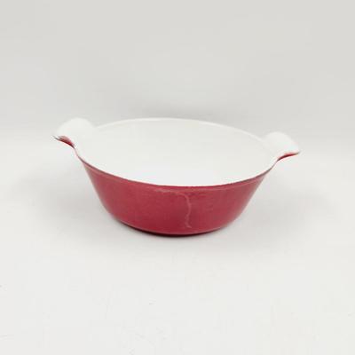 VINTAGE "LA CRUSET STYLE" RED ENAMEL CAST IRON SAUCE PAN
