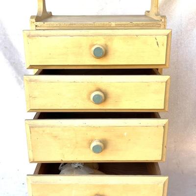 LOT 106 Vintage Sewing Stand Wood 4 Drawers Handle