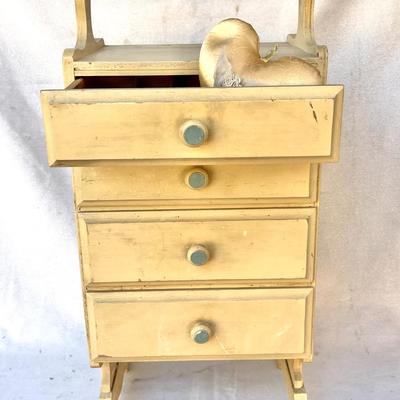 LOT 106 Vintage Sewing Stand Wood 4 Drawers Handle