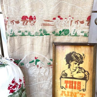 LOT 116 Vintage Cowboy Group Partial Bedspread Denver Yearbooks Belt Buckle