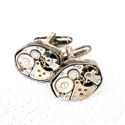 LOT 126 Steampunk "Watchworks" Cufflinks Silverplate