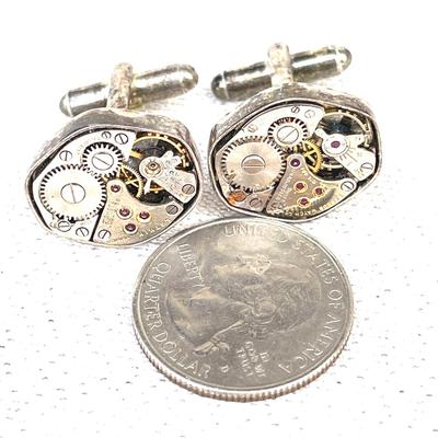 LOT 126 Steampunk "Watchworks" Cufflinks Silverplate