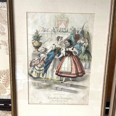 LOT 132 Antique Framed French Fashion Plates September 1838