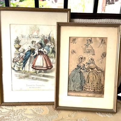 LOT 132 Antique Framed French Fashion Plates September 1838