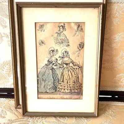LOT 132 Antique Framed French Fashion Plates September 1838