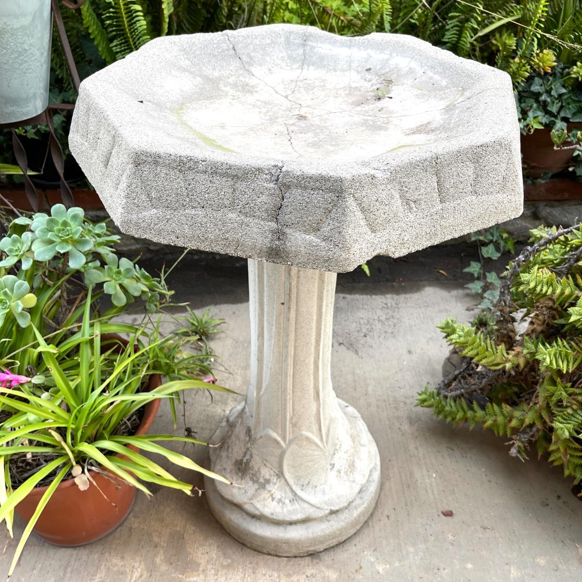 LOT 136 Vintage Cement Bird Bath