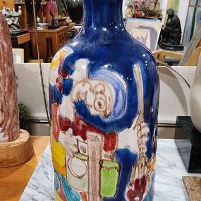 Vintage Signed Desimone hand- painted ceramic vase from Italy..