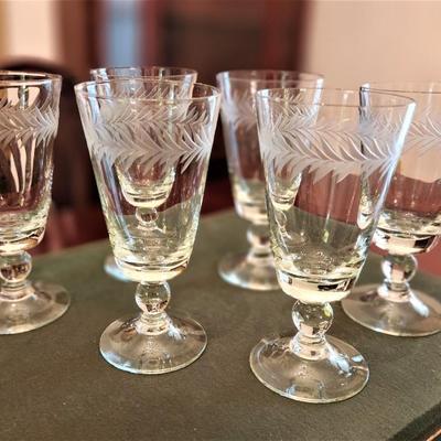 Lot #130  Lot of 6 Vintage Acid-Etched Iced Tea Glasses