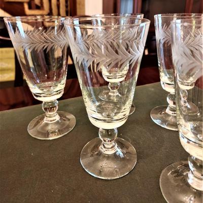 Lot #130  Lot of 6 Vintage Acid-Etched Iced Tea Glasses