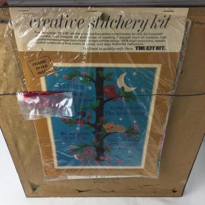 984 Vintage Crewel Stitched Framed Prayer 16â€ x 13â€