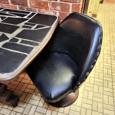 Lot #133  Great Barrel Pub Set - table/2 barrel backed chairs