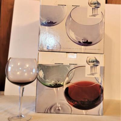 Lot #134  2 Boxes of 4 Handblown Crystal Wine Glasses - 20 Oz Pour
