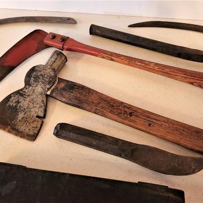 Lot #135  Lot of Antique Tools w/wooden Handles