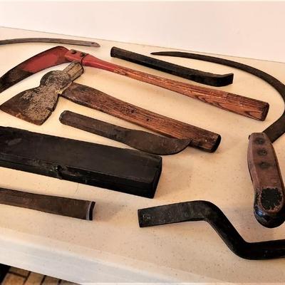 Lot #135  Lot of Antique Tools w/wooden Handles