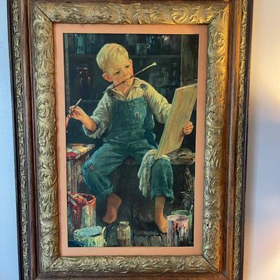 Vintage Little Boy Painting