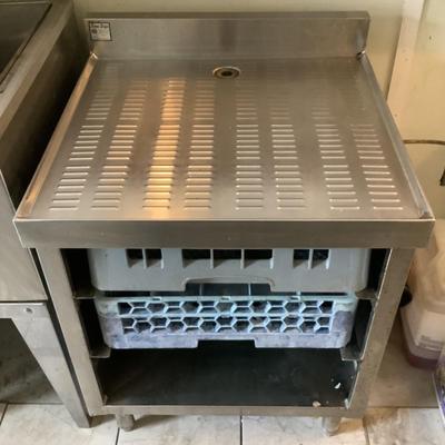 114 Stainless Steel Closed Glass Rack with Rack Glides, and Drain Board