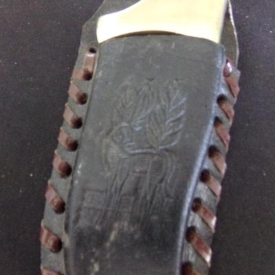 10" SHEATH KNIFE WITH 1" THICK HANDLE.