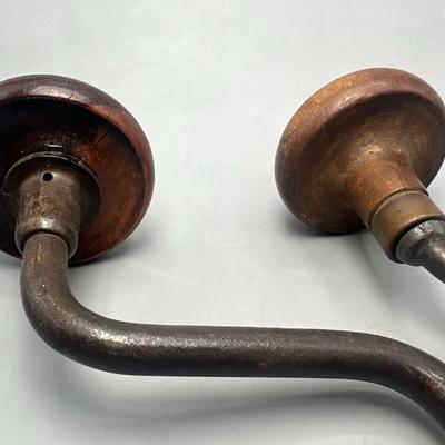 Pair of 19th Century Braces Button Combination Wood Metal Tools Museum Pieces