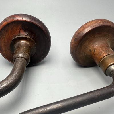 Pair of 19th Century Braces Button Combination Wood Metal Tools Museum Pieces