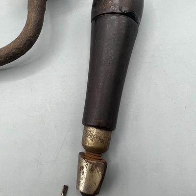 Antique 19th Century Brace Auger & Combination Tool Drill Bit Container Organizer Museum Pieces Tools