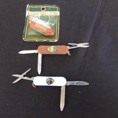 3 FOLDING KNIVES; COORS, BUFFALO BILL, GARDEN OF THE GODS.