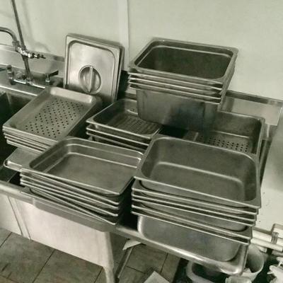 165 Lot of Various Sizes Stainless Steel Steam Table Pans