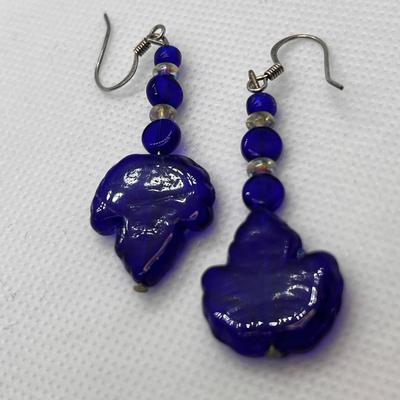 COBALT BLUE GLASS EARRINGS