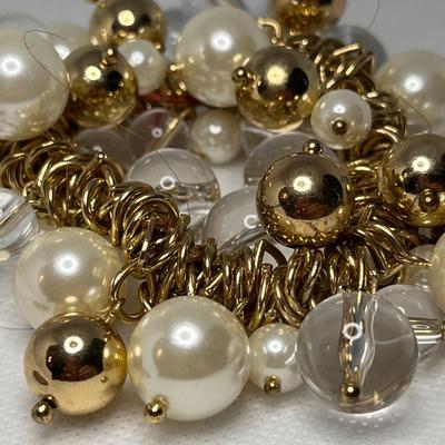 FLASHY GLASS, METAL, PEARLY BEAD BRACELET