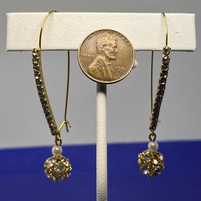 RHINESTONE STRAND, DANGLE BOB EARRINGS