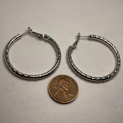 SILVER TONE â€œJBKâ€ HOOP EARRINGS