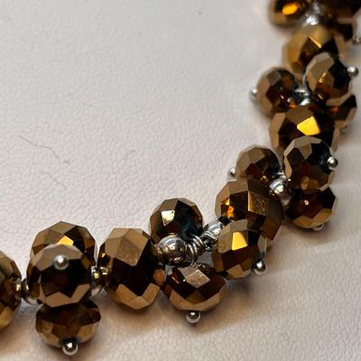 GORGEOUS GOLDEN-COPPERY FACETED BEAD NECKLACE