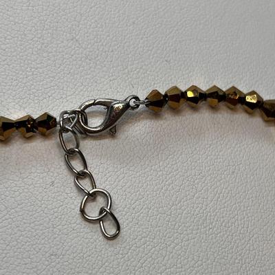 GORGEOUS GOLDEN-COPPERY FACETED BEAD NECKLACE